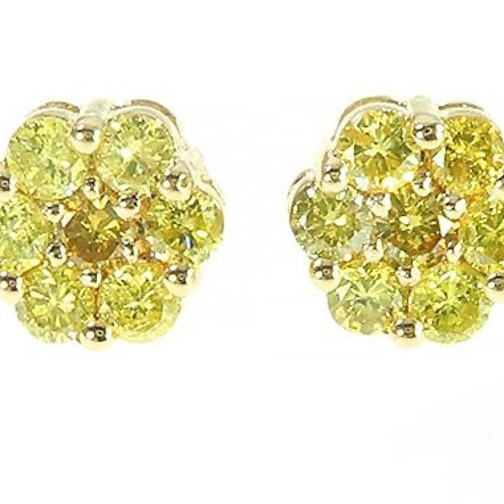 14k Gold 2.00 ct Canary Diamond Stud Earring